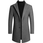 Mens Wool Blend Overcoat Casual Slim Fit Mid Length Dragon and Phoenix Pattern Autumn and Winter