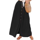 High Waist Pleated Maxi Skirt for Women Solid Color Pocket Design Versatile Style Perfect for Summer Casual Wear
