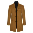 Mens Casual Overcoat High Quality Wool Blend Long Sleeve British Style Available in Khaki and Navy Blue Wholesale