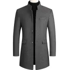 Mens Wool Blend Overcoat Mid Length Warm Jacket Casual Winter Outerwear Available in Multiple Colors and Sizes