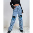 High Waist Straight Leg Jeans for Women Light Blue Denim Casual Fashion OEM ODM service