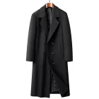 Mens Wool Blend Overcoat Mid Length Double Breasted Suit Collar Warm Winter Fashion