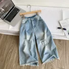 High Waisted Distressed Denim Capris for Women Lightweight Relaxed Fit Slimming Style Casual Summer Wear Wholesale