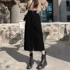 A Line High Waist Black Denim Midi Skirt for Women Loose Fit Comfortable Design Spring Summer Casual Wear Wholesale