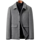Mens Wool Blend Overcoat Casual Style Lapel Collar Available in Gray Black Navy Wholesale Low MOQ
