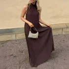 Elegant Striped Maxi Dress for Women Sleeveless Summer Fashion High End Feel Perfect for Parties and Events