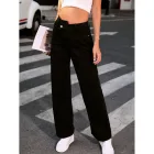 High Waist Loose Fit Denim Pants for Women Casual Style Black Color Available in XS to L Wholesale Supply