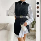 Sleeveless Long Knit Sweater for Women Solid Color Casual Style Autumn Collection
