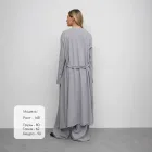 Long Cardigan Coat with Belt Loose Fit Modal Fabric Button Closure Available in Gray and Red Wholesale Supply