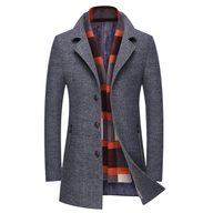 Mens Mid Length Wool Blend Overcoat Thickened Lapel Warm Fabric Stylish Design Perfect for Winter Wear Wholesale