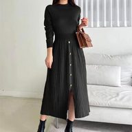 A Line Midi Dress for Women Round Neck 3D Pattern Polyester Fabric Casual Chic Style Available in Multiple Colors