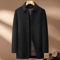 Mens Wool Jacket Thick Double Sided Fabric Stand Collar Insulated with Down Lining Autumn Winter Casual Wear