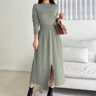 A Line Midi Dress for Women Round Neck 3D Pattern Polyester Fabric Casual Chic Style Available in Multiple Colors