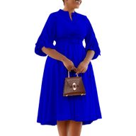 Plus Size A Line Dress Fashionable Wrinkled Design Elegant Style Autumn Winter Collection for Women Wholesale