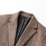 Mens Mid Length Plaid Wool Blend Overcoat Thickened Warm Stylish Perfect for Autumn and Winter Wholesale Availab