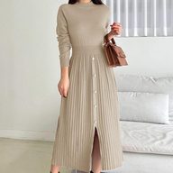 A Line Midi Dress for Women Round Neck 3D Pattern Polyester Fabric Casual Chic Style Available in Multiple Colors
