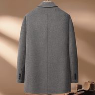 Mens Wool Jacket Thick Double Sided Fabric Stand Collar Insulated with Down Lining Autumn Winter Casual Wear