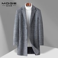 Mens Mid Length Plaid Wool Blend Overcoat Thickened Warm Stylish Perfect for Autumn and Winter Wholesale Availab