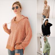 Loose Fit Hooded Knit Sweater 4 Colors Long Sleeve Cozy Fabric Casual Wear for Fall Winter Wholesale Available
