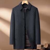 Mens Wool Jacket Thick Double Sided Fabric Stand Collar Insulated with Down Lining Autumn Winter Casual Wear