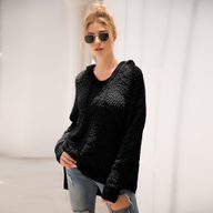 Loose Fit Hooded Knit Sweater 4 Colors Long Sleeve Cozy Fabric Casual Wear for Fall Winter Wholesale Available