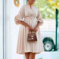 Plus Size A Line Dress Fashionable Wrinkled Design Elegant Style Autumn Winter Collection for Women Wholesale