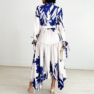 Plus Size Womens Dress Elegant Floral Print Asymmetrical Hem Stylish Lapel Perfect for Casual or Formal Occasions