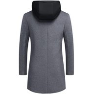 Mens Casual Wool Blend Overcoat Mid Length Removable Hood Trendy Design Versatile Outerwear for