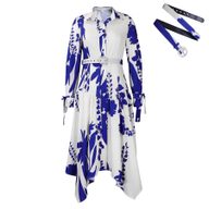 Plus Size Womens Dress Elegant Floral Print Asymmetrical Hem Stylish Lapel Perfect for Casual or Formal Occasions