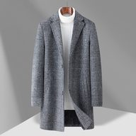 Mens Mid Length Plaid Wool Blend Overcoat Thickened Warm Stylish Perfect for Autumn and Winter Wholesale Availab