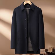Mens Wool Jacket Thick Double Sided Fabric Stand Collar Insulated with Down Lining Autumn Winter Casual Wear