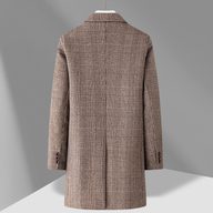 Mens Mid Length Plaid Wool Blend Overcoat Thickened Warm Stylish Perfect for Autumn and Winter Wholesale Availab