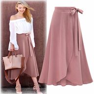 Plus Size High Waisted Midi Skirt Drawstring Design Versatile Split Style Perfect for Casual or Formal Occasions