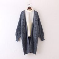 Long Oversized Chunky Knit Sweater Womens Pullover with Puff Sleeves Cable Knit Design Plus Size Warm for Fall