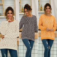 Womens Knitted Sweater Round Neck Long Sleeve Polka Dot Design Spring Summer Fashion Wholesale Available