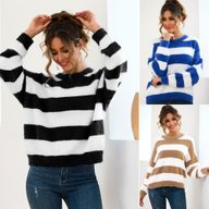 Striped Mohair Sweater Lightweight Breathable White Base Spring Summer Fashion Wholesale Available
