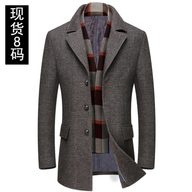 Mens Mid Length Wool Blend Overcoat Thickened Lapel Warm Fabric Stylish Design Perfect for Winter Wear Wholesale