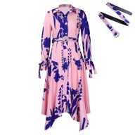 Plus Size Womens Dress Elegant Floral Print Asymmetrical Hem Stylish Lapel Perfect for Casual or Formal Occasions