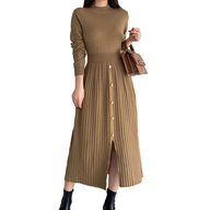 A Line Midi Dress for Women Round Neck 3D Pattern Polyester Fabric Casual Chic Style Available in Multiple Colors
