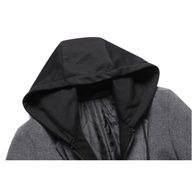 Mens Casual Wool Blend Overcoat Mid Length Removable Hood Trendy Design Versatile Outerwear for