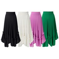 Plus Size Womens High Waist Pleated Chiffon Midi Skirt Elegant Design Versatile Style Perfect for Casual or Formal
