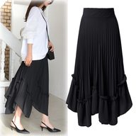 Plus Size Womens High Waist Pleated Chiffon Midi Skirt Elegant Design Versatile Style Perfect for Casual or Formal