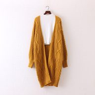 Long Oversized Chunky Knit Sweater Womens Pullover with Puff Sleeves Cable Knit Design Plus Size Warm for Fall