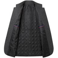 Mens Woolen Jacket Stand Collar Mid Length Warm Fabric Fall Winter Style for Middle Aged Wholesa