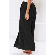 High Waist Pleated Maxi Skirt for Women Solid Color Pocket Design Versatile Style Perfect for Summer Casual Wear