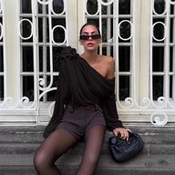 Womens Long Sleeve T Shirt Sheer Mesh Floral Embellishments Asymmetrical Shoulder Trendy Street Style Wholesale