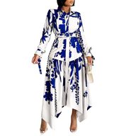Plus Size Womens Dress Elegant Floral Print Asymmetrical Hem Stylish Lapel Perfect for Casual or Formal Occasions