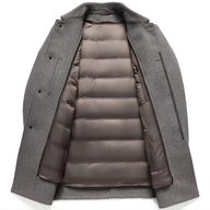 Mens Wool Jacket Thick Double Sided Fabric Stand Collar Insulated with Down Lining Autumn Winter Casual Wear