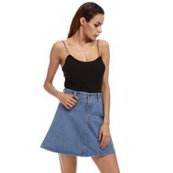 Plus Size Womens Denim A Line Skirt in Blue Casual Everyday Wear Available in Multiple Sizes Wholesale Supply