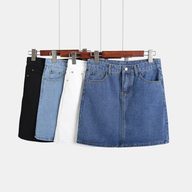 Plus Size Womens High Waist Black Denim Bodycon Skirt Stylish A Line Design Casual Wear